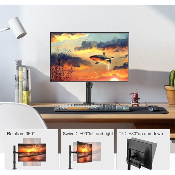 Кріплення для монітора Bracwiser - тримач для LCD/LED моніторів 13-32 дюймів, до 10 кг, регульована висота, VESA 75x75/100x100, чорний