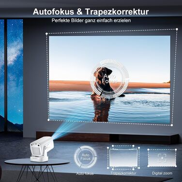 Beamer 4K HY260pro: Портативний проєктор з Wi-Fi 6, Bluetooth 5.4, Android TV, 180° обертанням, 18000 люмен, 5W динамік для дому та відпочинку