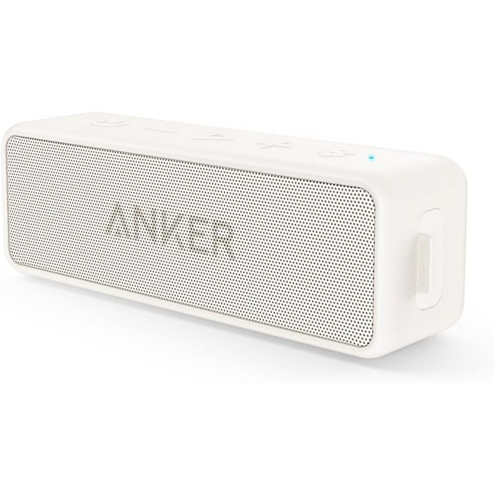 Портативна Bluetooth колонка Anker SoundCore 2, білий колір. Якісний звук, потужний бас, 24 години роботи від акумулятора, водонепроникність IPX7, сумісна з iPhone, Galaxy та іншими пристроями.
