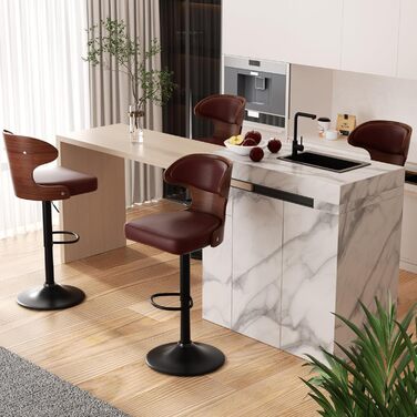 Барний стілець Hawthyhome 4 шт. у наборі, коричневий, з підніжкою та спинкою