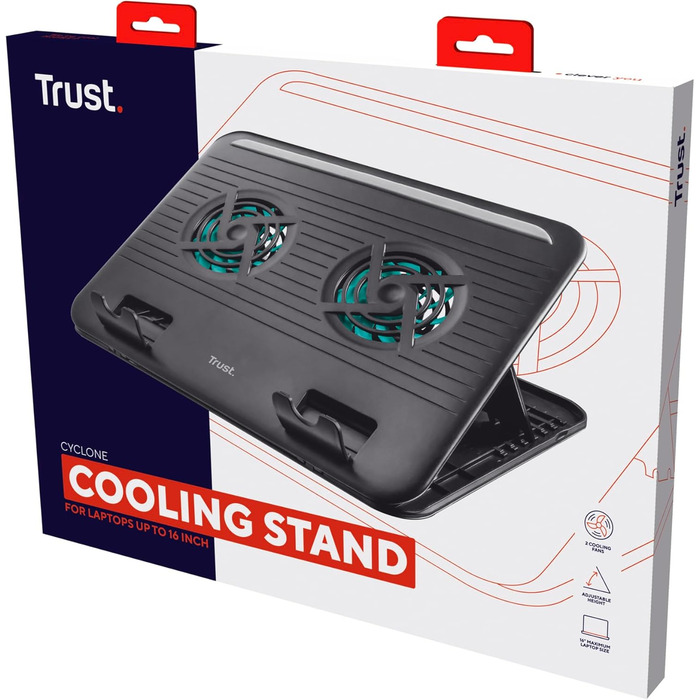 Підставка для ноутбука Trust Zeff, регульована висота, 16 дюймів, чорна, для Lenovo, Macbook, HP, Dell, офіс, дім