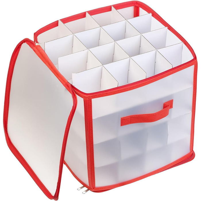 Набір 3 бокси для зберігання новорічних прикрас Infactory: для 64 ялинкових куль до 6 см, з ручками