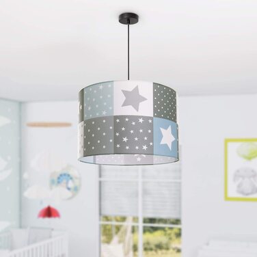 Дитяча лампа стельовий Світильник світлодіодний підвісний світильник Дитяча кімната лампа зірка мотив E27, абажур Тип лампи (синій (Ø45.5 см), чорний Підвісний світильник)