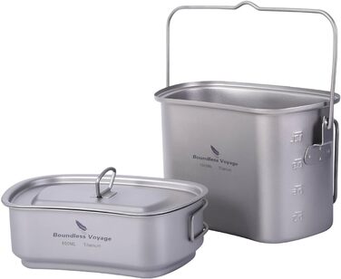 Набір посуду iBasingo Titan Kantine 1500ml/600ml для кемпінгу та відпочинку на природі (Ti2059C)