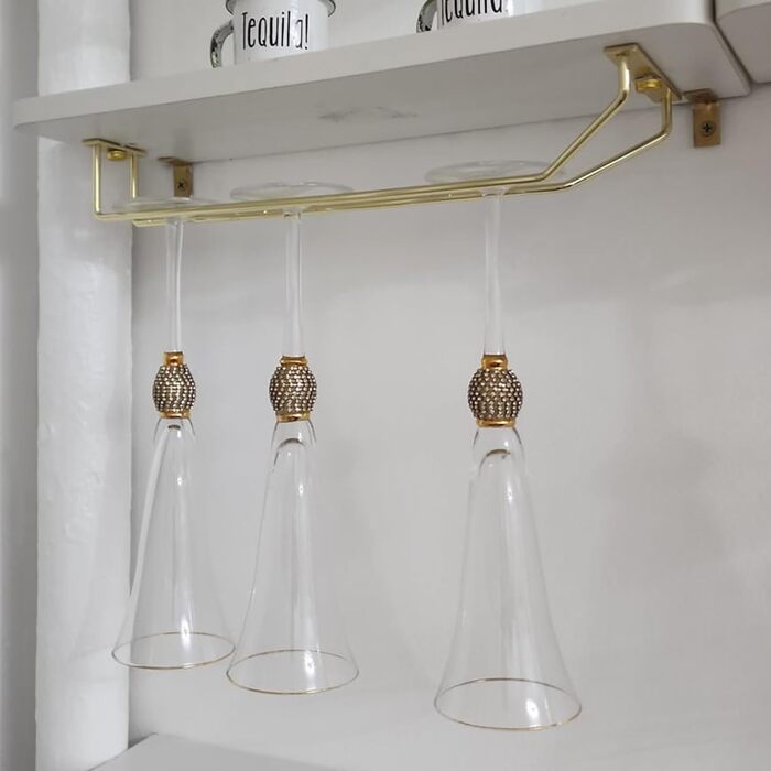 Тримач для келихів RedDreamer, 4 шт., нержавіюча сталь, для шафи, кухні, бару, 27.7 см (14 дюймів), золотий