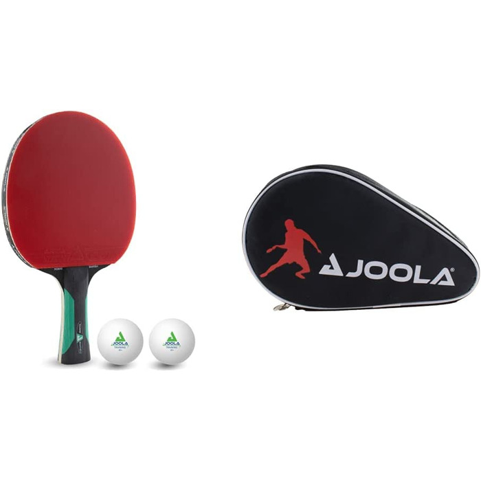 Набір для настільного тенісу Joola 53135 ракетки для настільного тенісу ROSSKOPF Smash, включаючи 2 м'ячі для настільного тенісу з сертифікатом ITTF, губку 1,8 мм і чохол для ракетки для настільного тенісу 80505, подвійний кишеньковий, чорний/червоний, 28