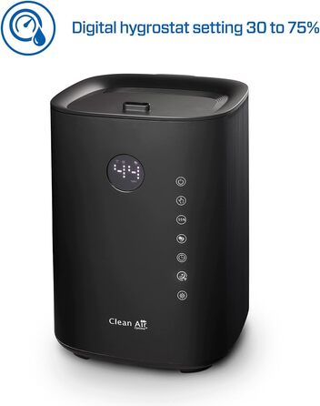 Ультразвуковий зволожувач повітря Clean Air Optima CA-605B з UVC-стерилізацією, іонізатором та аромадифузором, 480 мл/год, для приміщень до 65м², чорний