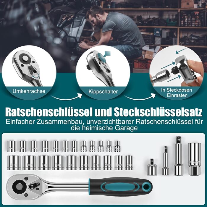 Набір інструментів Sundpey 257 предметів у кейсі: набір гайкових ключів, викруток, шестигранників, плоскогубців (синій)