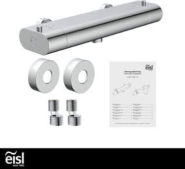 Дзеркальна душова арматура EISL CARNEO з терморегулятором, водоспадом та захистом від перегріву (38°C), хром