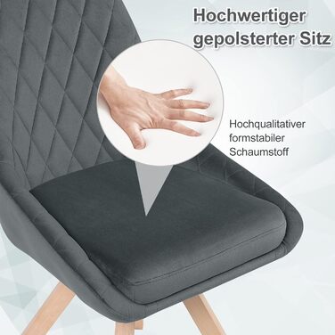 Крісла для їдальні WOLTU, набір 2 шт., поворотні, для кухні, вітальні, їдальні, з оксамитовим покриттям, на букових ніжках, до 150 кг, темно-сірий