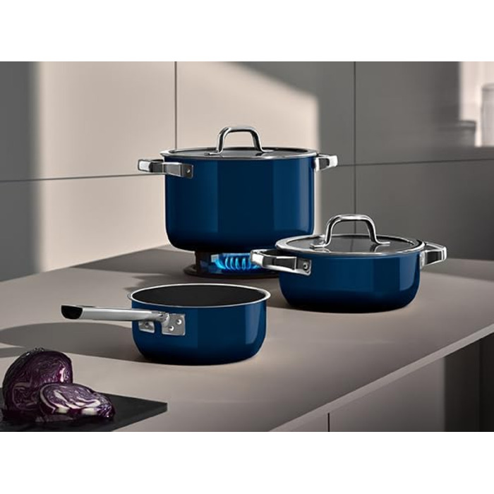 Набір каструль WMF Fusiontec 4 предмети, індукція, нержавіюча сталь, чорний (16/20/24 см) - Німеччина