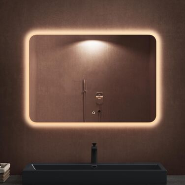 Дзеркало для ванної кімнати Dopporo LED 100x80 см з підсвічуванням та сенсорним вимикачем, з функцією пам'яті