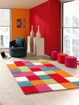 Дитячий килимок для ігор, килимок для дитячої кімнати, килим в клітку з малюнком, багатобарвний червоний бірюзовий Помаранчевий кремовий зелений рожевий Розмір (120x170 см)