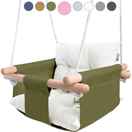 Дитяча гойдалка Cateam з дерева для дому та саду. Безпечна гойдалка для малюків від 12 місяців, різні кольори (зелений).