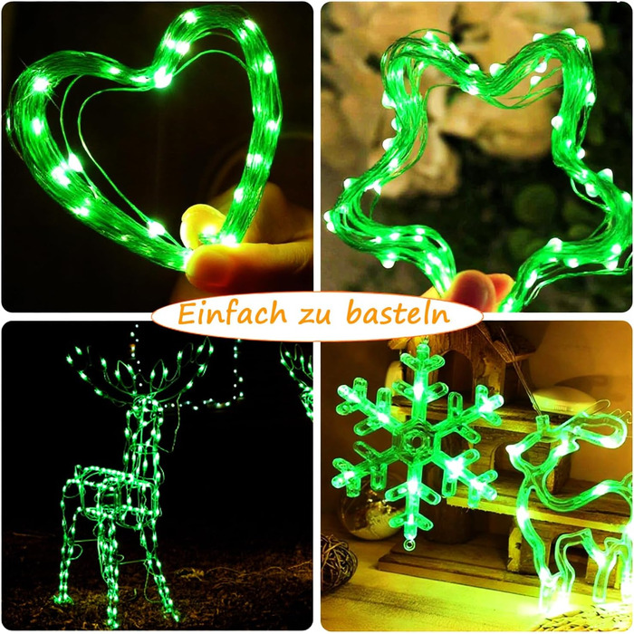 Гірлянда світлодіодна на батарейках, 100 LED, 10м, 8 режимів, пульт дистанційного керування, таймер, тепле біле світло, диммування, вологостійка, 4 зелені гірлянди