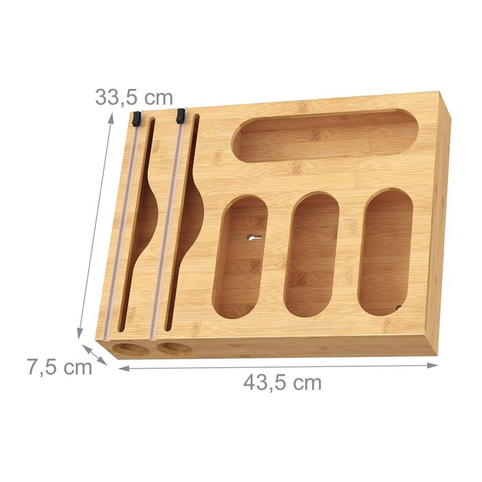 Диспенсер для харчової плівки Relaxdays 6 в 1 з бамбука