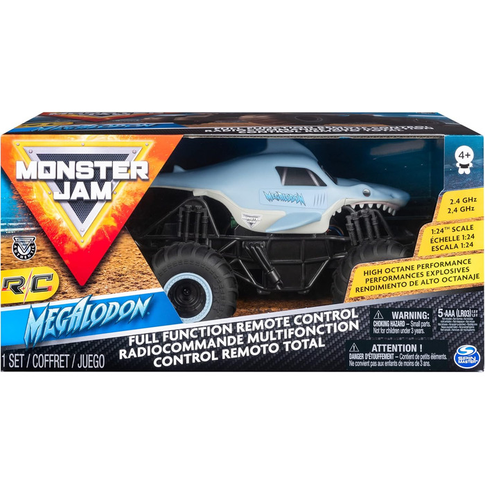 Monster Jam Megalodon RC – Радіокерований позашляховик-трюкач у вигляді акули, масштаб 1:24, від 3 років