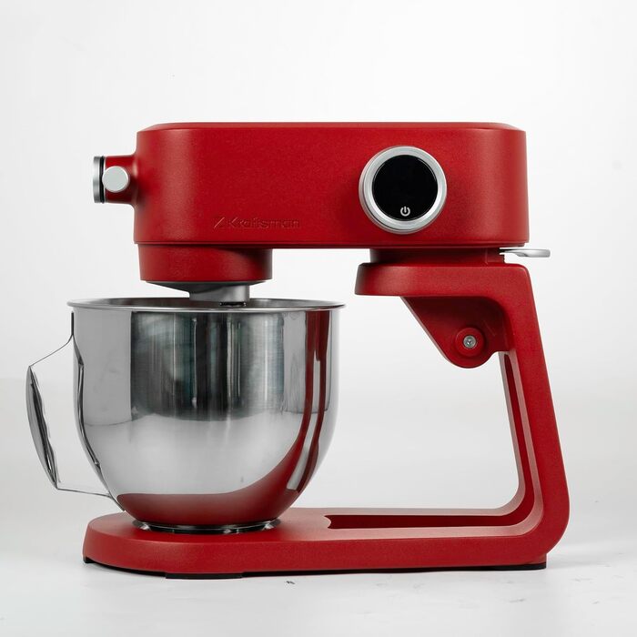 Кухонна машина 5л для тіста: планетарний міксер для хліба, піци з таймером, 8 режимів, чаша з нержавіючої сталі, гачки, вінчики та гнучкий міксер (червоний)