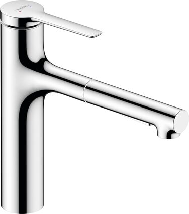 Змішувач для кухні hansgrohe Zesis M33, змішувач кухонний з висотою виливу 160 мм, поворотний на 150, висувний, sBox lite, 2 типи розпилення, хром