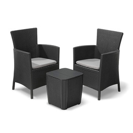 Набір садових меблів для балкона Allibert Iowa Rattan, сірий, 3 предмети - компактний комплект з ротангу