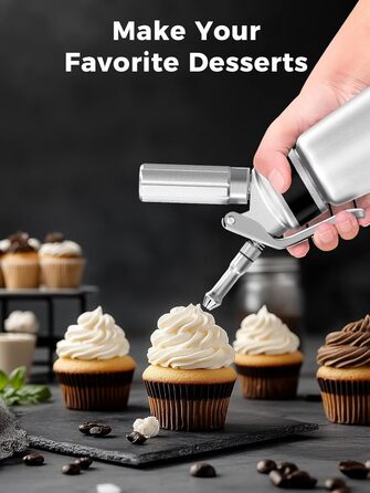 Пристрій для збивання вершків, алюмінієвий сифон для вершків 500мл, з набором насадок та аксесуарів