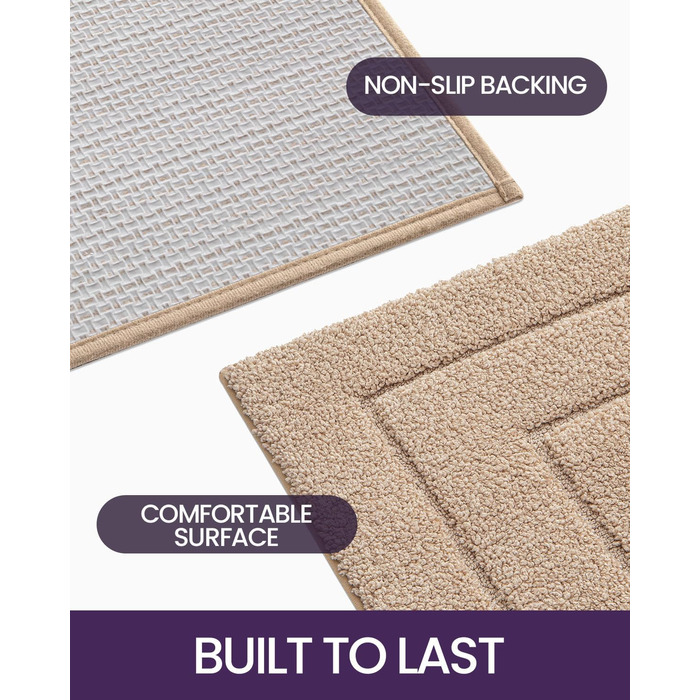 Килимок для ванної кімнати DEXI, преміум-якість, м'який, вбираючий, з антиковзаючою основою, 40,6 x 61 см, бежевий