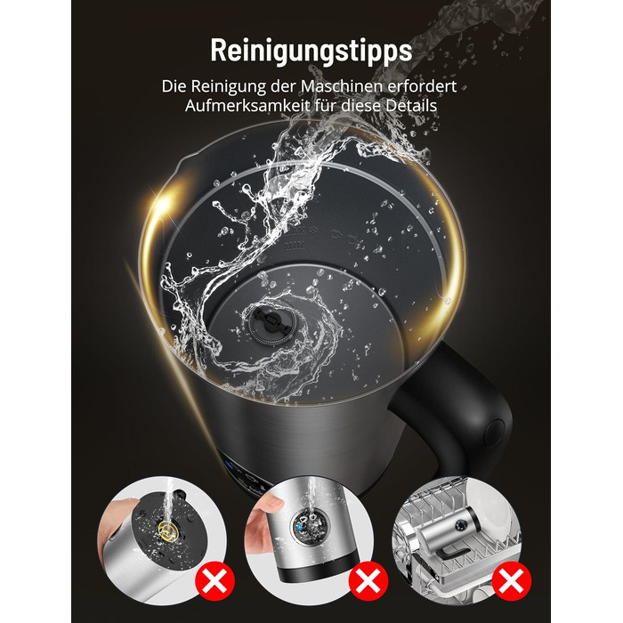 Електричний спінювач молока PARIS RHÔNE 4-в-1, 300 мл, індукція, антипригарне покриття, бездротовий, срібний