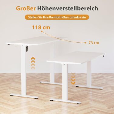 Регульований стіл за висотою з USB-C зарядкою, електричний стіл з пам'яттю, стіл для стоячи/сидячи, комп'ютерний стіл для офісу, стоячий стіл, білий Pro White Pro (білий, 140 x 60 см)