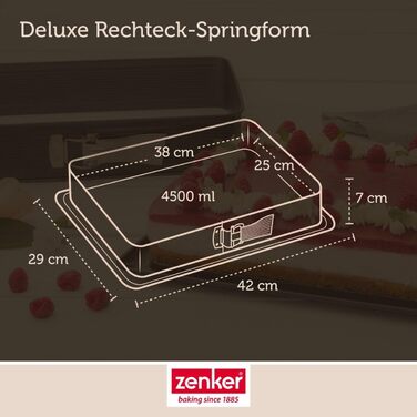 Форма для випічки Zenker прямокутна з кришкою DELUXE, коробка для транспортування тортів з емальованим дном, дека для випічки з кришкою (Чорний/Прозорий/Червоний), 1 шт.