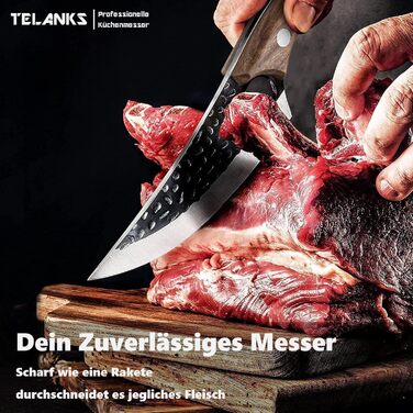 Японський кухонний ніж Rostfrei 15 см, з шкіряною піхвою, з нержавіючої сталі, з дерев'яною ручкою, для овочів та м'яса, чорний
