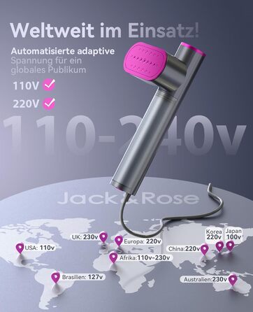 Парoгенератор для одягу Jack & Rose, 110-240V, 1000W, портативний, 2-в-1, для подорожей, сірий