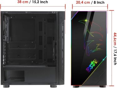 Корпус для ПК EMPIRE GAMING Spartan ARGB ATX із LED-підсвіткою, бічною скляною дверцятами та 120 мм RGB вентилятором