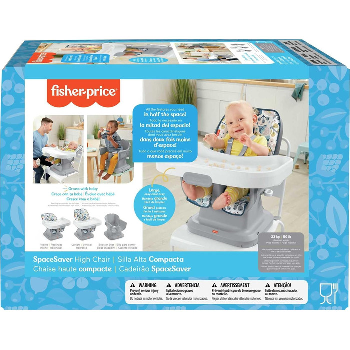 Дитячий стільчик Fisher-Price SpaceSaver, морська хвиля, портативний, для малюків та дітей, легко миється