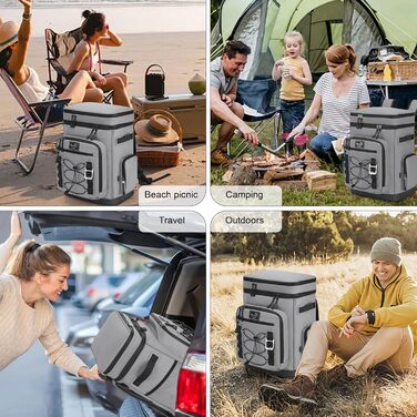 Рюкзак-холодильник 30L, водовідштовхуючий, для пікніків, пляжу, кемпінгу, відпочинку на природі (зелений/сірий)