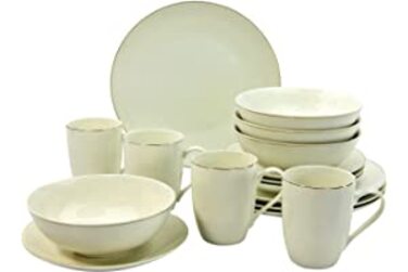 Серія Campo GOLD LINE, набір посуду, комбінований сервіз з 16 предметів, фарфор, білий, 20239