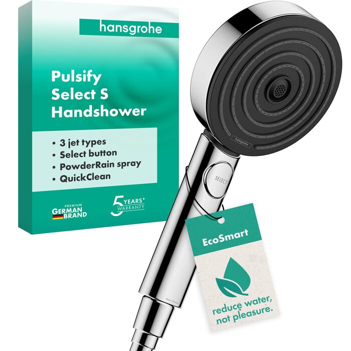 Насадка для душу Hansgrohe Pulsify Select S, 105 мм, 6.9 л/хв (EcoSmart), 3 режими, Antikalk, Chrom