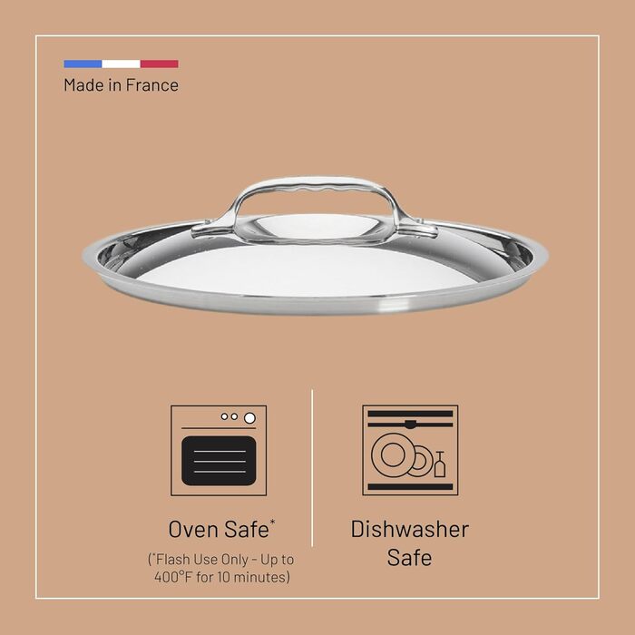 Кришка для каструлі De Buyer з нержавіючої сталі з чавунною ручкою, діаметр 16 см, срібляста, арт. 3709.16N