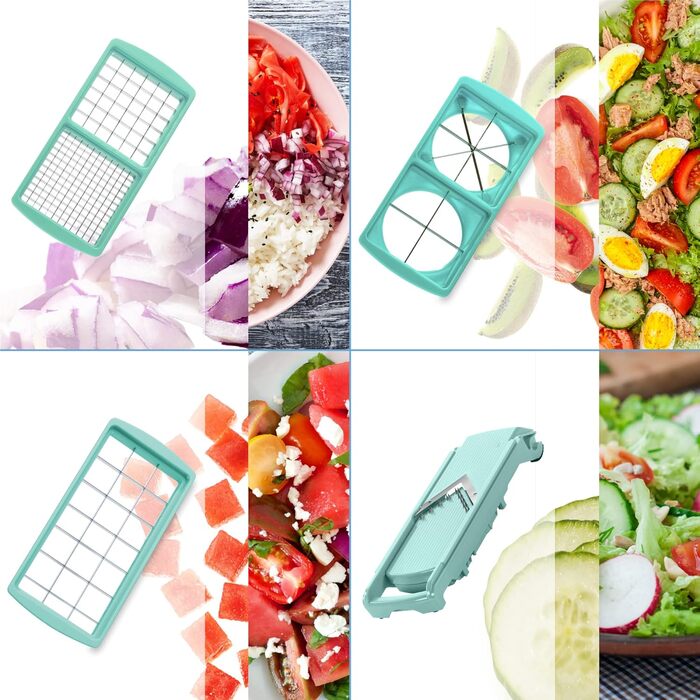 Набір для нарізки овочів Genius Nicer Dicer Fusion, 13 частин, смарагдовий, для нарізки, тертя, кубиків, кухонний аксесуар, 26.5 x 11.5 x 14.5 см