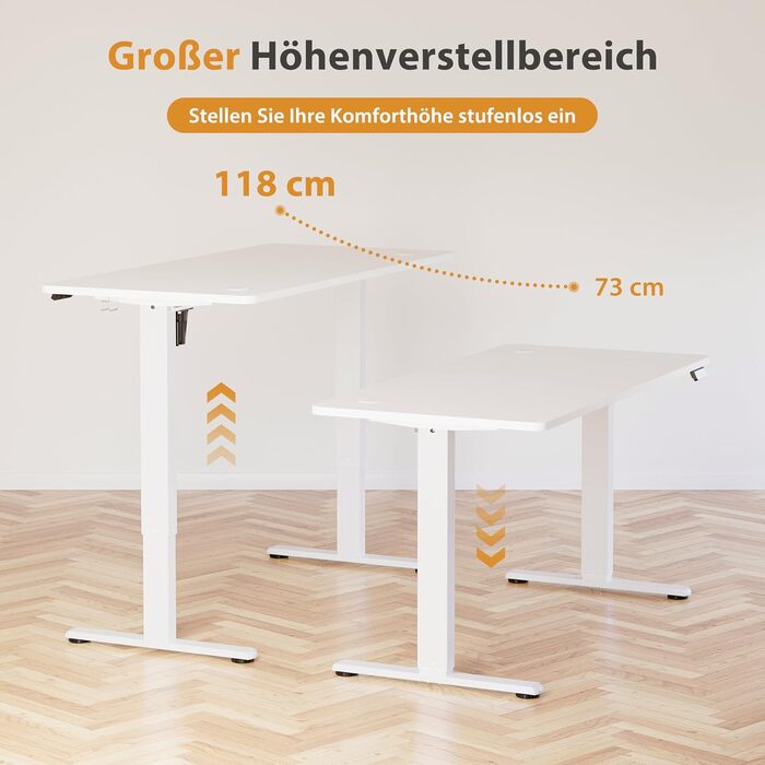 Регульований стіл за висотою з USB-C зарядкою, електричний стіл з пам'яттю, стіл для стоячи/сидячи, комп'ютерний стіл для офісу, стоячий стіл, білий Pro White Pro (білий, 140 x 60 см)