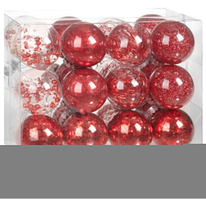 Різдвяні дрібнички Casaria 24 шт. ø пластикові нестандартного наповнення не б'ються прозорі Різдвяні дрібнички різдвяні прикраси (7 см, червоний)