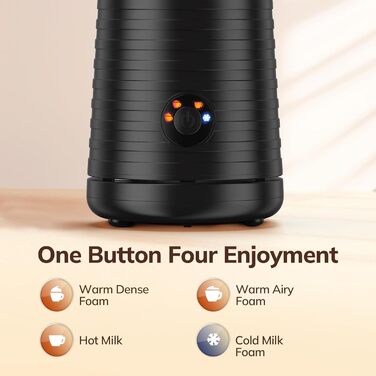 Morpilot Електричний спінювач молока 4-в-1, для лате, капучино, макіато (Чорний)