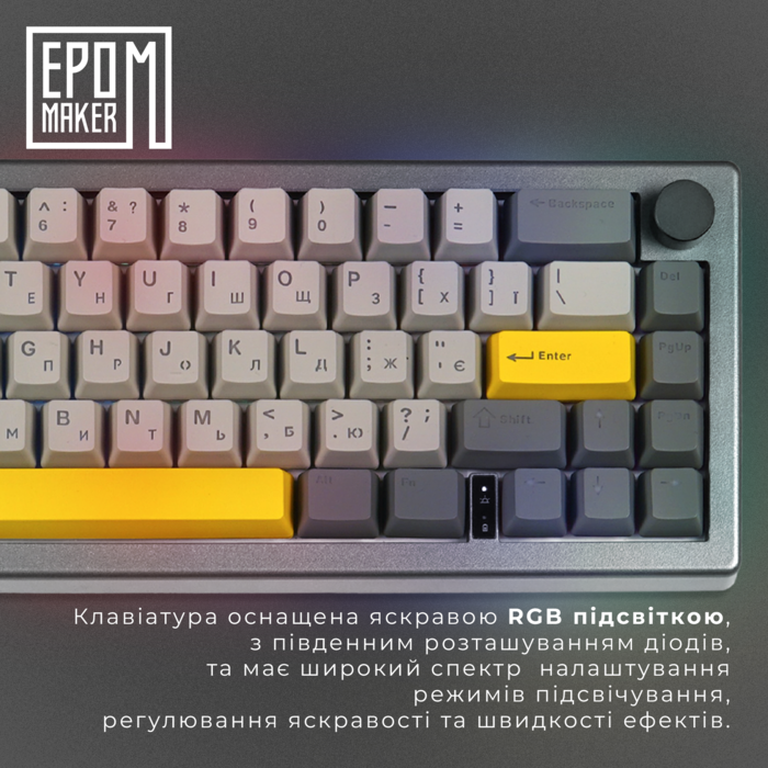 Клавіатура механічна бездротова EPOMAKER EK68 Flamingo Black (EK68-B-F)