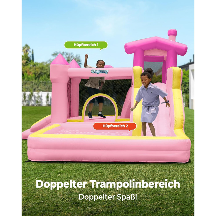 Надувний замок для дітей великого розміру з гіркою (рожевий)