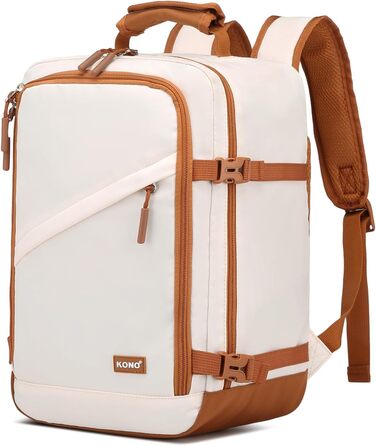 Кабінний рюкзак Kono 40x20x25 см для Ryanair, 20L, мінімалістичний (бежевий/коричневий)