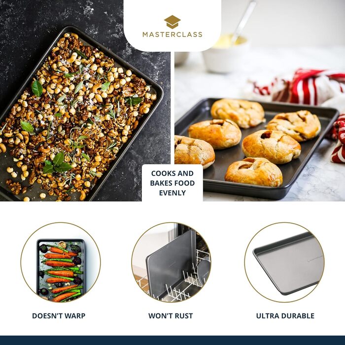 Форма для випікання хліба MasterClass 900г з антипригарним покриттям PTFE, PFOA та BPA-free, з вуглецевої сталі 1 мм, 23x13 см, з захисним чохлом, сіра