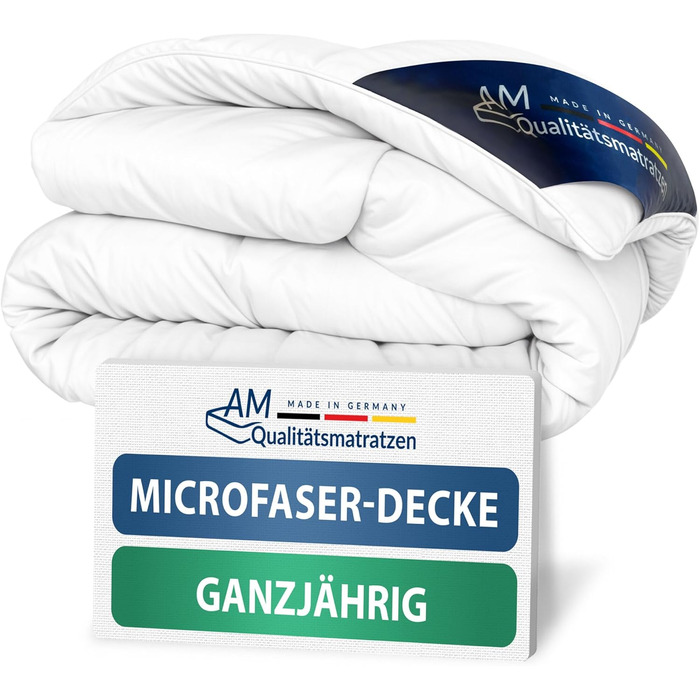 Плед DormiGood Premium з мікрофібри, 140x200 см, Made in Germany, для алергіків, з наповнювачем Sensofill, сертифікат Oeko TEX, бавовняний чохол, 1 шт.