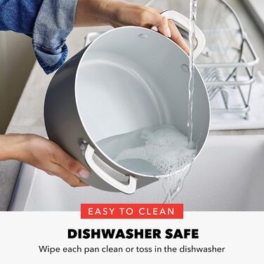 Каструля GreenPan x Bobby Flay 6QT з кришкою з термостійкого скла, антипригарне покриття Diamond Ceramic, індукційне дно, 5.7 л, сірий (Graphite/Nature's Delight)