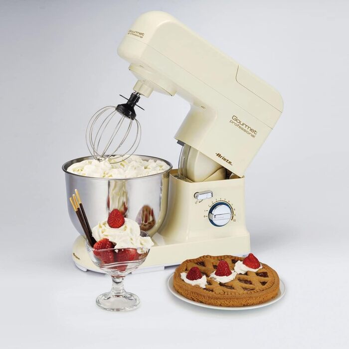 Ariete 1596 Pastamatic Gourmet 1950 - планетарний міксер з набором насадок для тіста, збивання та замішування - 10 швидкостей, бежевий