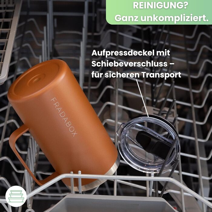 Термокружка 'Neri' 600 мл, нержавіюча сталь, подвійні стінки, вакуумна ізоляція, для кави з собою, BPA-Free, з кришкою-ковзанням, миється в посудомийній машині (Турквіс/Коричневий)