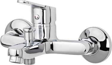 Змішувач для ванни aquaSu Basic 863 з перемикачем, тип 1/2 '', душовий вивід знизу, настінний, стандартні S-подібні з'єднання, керамічний картридж, латунний сердечник, хромований, 797887 Хром - 863
